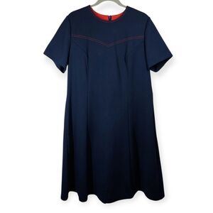 Vintage Leslie Pomer Blue Volup A Line Shift Dress 1X Mad Men 60's